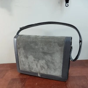 Vintage Palizzio Grey Leather & Suede Shoulder Bag - Picture 1 of 12