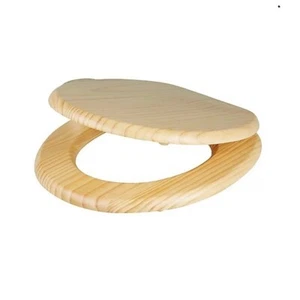 GoodHome Levanto Natural Pine effect Bottom fix Standard close Toilet seat A10 - Picture 1 of 7