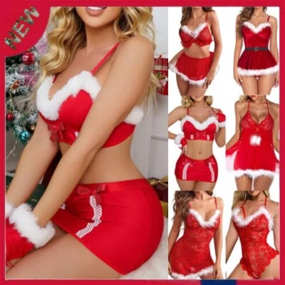 Womens Christmas Lingerie Leotard Xmas Mrs. Santa Claus Bodysuit Sexy Costume - image 1 of 4