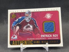 2002-03 PACIFIC QUEST FOR THE CUP HOCKEY PATRICK ROY #6 GAME-WORN JERSEY RELIC
