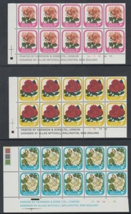 NEW ZEALAND 1975 ROSES ORIGINAL PLATE BLOCK 7c, 8c & 9c MINT (1A) (ID:87/D61242) - Picture 1 of 1