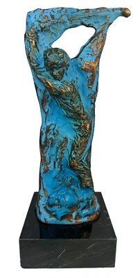 Brutalism Bronze Sculpture - Golf Player On Marble Base - Sheridan Art - Image 1 of 4