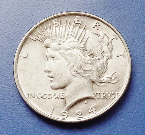 1924-P U.S. PEACE SILVER DOLLAR ~ ALMOST UNCIRCULATED CONDITION Cover