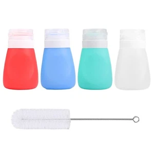 Squeeze Salad Dressing Bottles with Cleaning Brush | Portable Sauce Bottle Co... - Picture 1 of 6