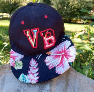 Baseballmütze Kappe Snapback Virginia Beach VB flache Krempe tropisch hawaiianisch Blumen - Bild 1 von 6