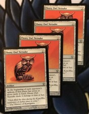4 x Ebony Owl Netsuke(NM) - Saviors of Kamigawa - MTG