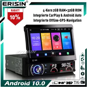 32GB Abnehmbarer 1 Din Android 12 Autoradio GPS Navi CarPlay WiFi DVD DAB+ BT - Bild 1 von 14
