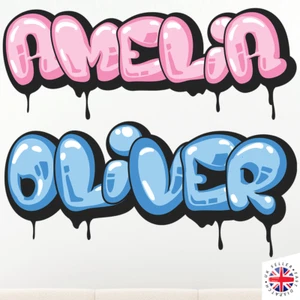 PERSONALISED CUSTOM NAME Wall ART Decal Sticker Vinyl KIDS GRAFFITI Boys Girls - Picture 1 of 11