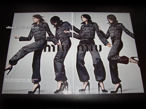 vintage MIU MIU 2 pagine STAMPA ANNUNCIO autunno 2002 MICHELE HICKS Mert & Marcus PIEDI