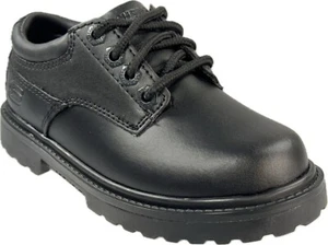 SKECHERS KELLET BLACK LEATHER OXFORD SHOES LITTLE KIDS' SZ 11.5 - Picture 1 of 4