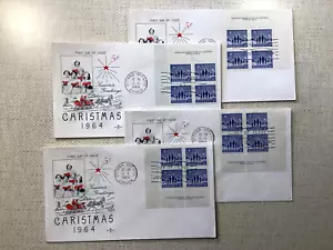 Canada 1964 5¢ Christmas #435 Matched Set of plate #2 blocks on 4 FDC's, VF - Picture 1 of 1