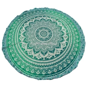 Hippie Indian Ombre Mandala Round Roundie Towel Throw Tapestry Beach Yoga Mat - Picture 1 of 3