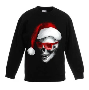 Santa Claus Skull Father Christmas Bah Humbug Kids Sweater \ Jumper - Childrens - Picture 1 of 1