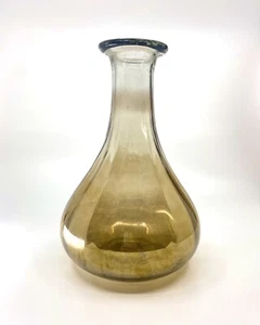 Anthropologie 10"" Decanter Vaso Vetro Trasparente con Colorazione Oro Metallico Rame - Foto 1 di 8