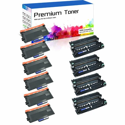 6PK Black TN850 Toner + 4PK DR820 Drum Unit for Brother HL-L5200DWT HL-L6200DW - Image 1 of 4