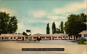 KENNEWICK, WASHINGTON - GREEN GABLES ROADSIDE MOTEL - VINTAGE LINEN POSTCARD - Picture 1 of 2