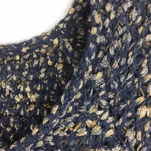 Silence + Noise Navy Gold Metallic Cropped Pullover Damen Small Grobstrick - Bild 1 von 8