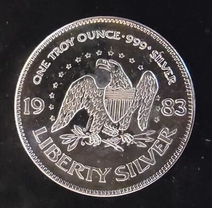 1983 A-Mark Mint Eagle Bell Liberty Amark Bullion Rare -999 Silver 1 Oz Art Coin - Picture 1 of 2