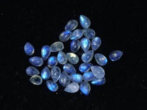 7 Stck. Großhandel Menge Natürlicher Regenbogen Mondstein 7x5 mm Birne Cabochon Lose Edelstein - Bild 1 von 10