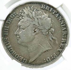 1821 GREAT BRITAIN UK King GEORGE IV Large 0.84oz Silver CROWN Coin NGC i117851 - Picture 1 of 4
