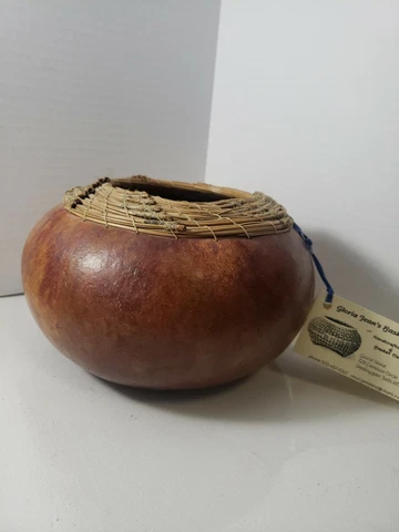 Canteen Basket Gourd Coiled With Pine Needles Gloria Jean's Basketry Cover