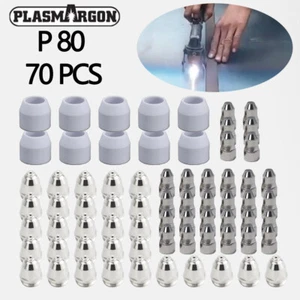 P-80 Electrode Tip Shield Cup 70pcs CUT50P Plasma Cutter Torch Consumables Kits - Picture 1 of 12