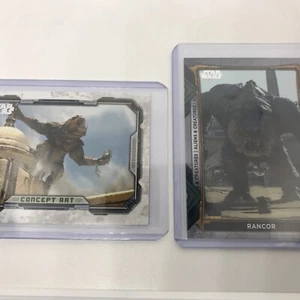 Star Wars The Book Of Boba Fett Rancor w/ GROGU and Concept Art - 2 cards - Picture 1 of 5
