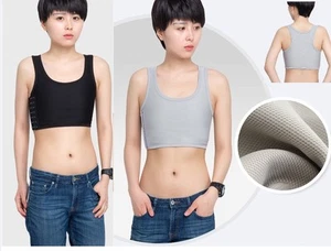 Lesbian FTM Breast Chest Binder Tomboy Bandage Racer Back Crop Vest Tank Top - Picture 1 of 3
