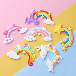 Beautiful Soft Silicone Rainbow Cloud Star Birthday Cake Topper Party Decoration - Picture 1 of 7