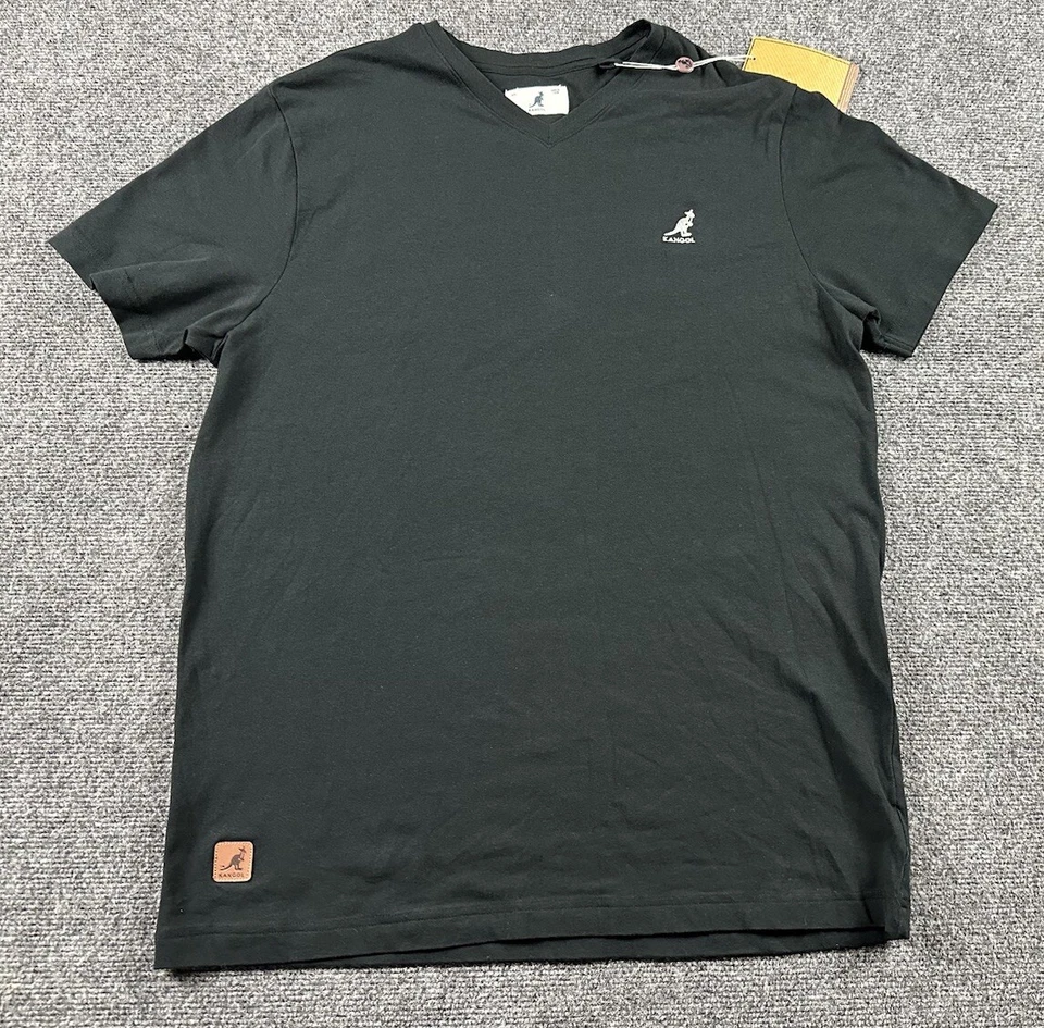 Camisa masculina Kangol grande preta mistura de algodão manga curta ajuste regular camiseta - Imagem 1 de 4