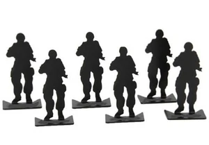 Shooting Targets Soldiers Army x6 Black Metal Knock Down Set Air Rifle Practice - Picture 1 of 24