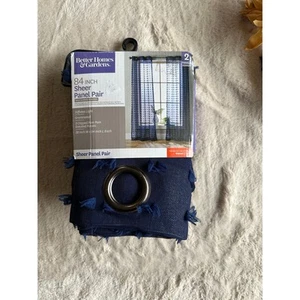 Better Homes and Gardens 84 in. Sheer Navy Window Panels Pom Pom - Picture 1 of 4