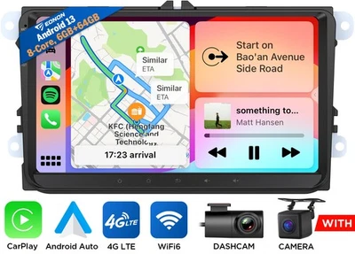 Android 13 6+64 Autoradio Navi CarPlay 4G LTE für VW GOLF 5 6 Plus Passat Tiguan - Bild 1 von 4