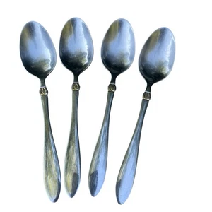 Berghaus Soup Spoon Stainless Steel 18/10 Set of 4 Glossy Gold Geometric Band - Picture 1 of 7