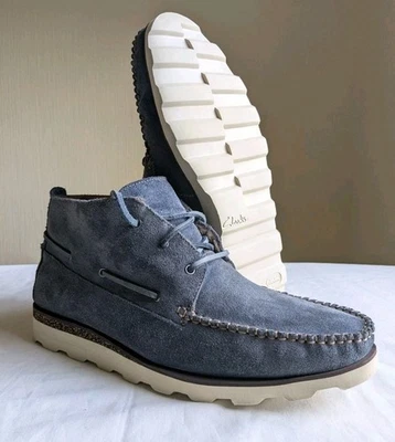Clarks Dakin Deck Warm Lined Moccassin Chukka Boots Blue Suede Men's UK 11 G - Image 1 of 4
