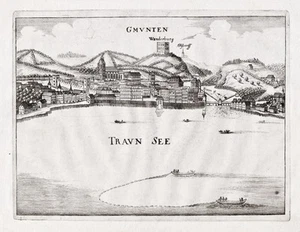 Gmunden am Traunsee Salzkammergut Upper Austria copperplate Vischer 1674 - Picture 1 of 1
