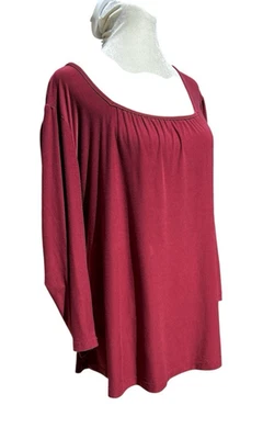 Blusa Top Vintage Suzie Rojo Granate Manga Larga Cuello Cuadrado Grande Vacaciones Usada en Excelente Condición Foto 1 de 4