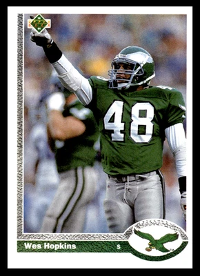 1991 Upper Deck Wes Hopkins #106 Philadelphia Eagles NFL Football - Image 1 of 2