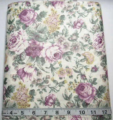 Vintage Florals Purples/Yellow BTY Polished Marcus Brother Cotton Sew Fabric - Image 1 of 4