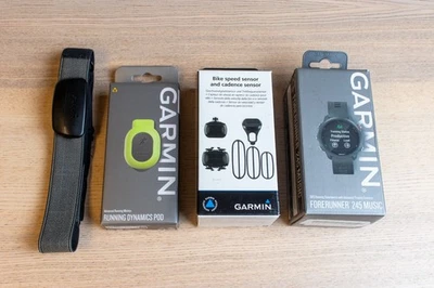 Garmin Forerunner 245 Music smart watch w/RUNNING POD, BIKE SENSORS, CHEST STRAP - Image 1 of 4