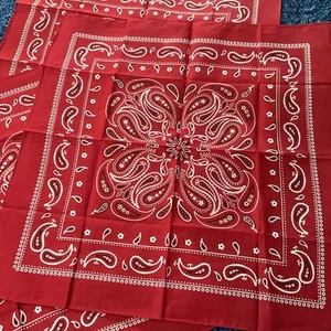 100 Prozent Baumwolle Bandanas Rot Paisley 3 Stück - Bild 1 von 2