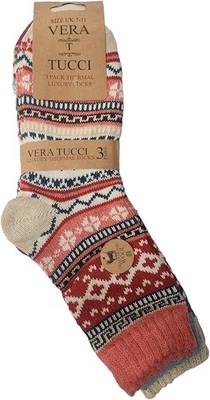 Vera Tucci Men’s Nordic Winter Socks 3 Pack – Warm, Soft & Stylish - Image 1 of 2