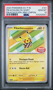 PSA 10 Pokémon Pikachu's Indonesia Journey WearingAShirt Stamp 101/SV-P Green GM - Bild 1 von 2