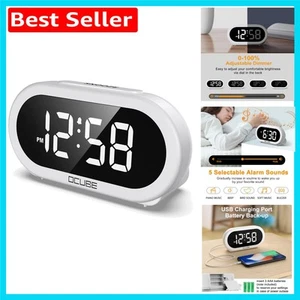 Stylish LED Alarm Clock with 5 Sounds & USB Charging for Modern Bedrooms - Picture 1 of 8