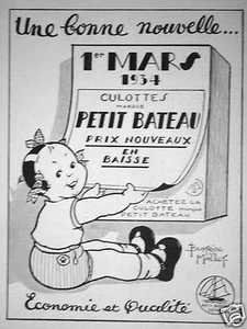 PUBLICITÉ 1934 PETIT BATEAU UNE BONNE NOUVELLE 01 MARS 1934 - BEATRICE BALLET - Picture 1 of 1