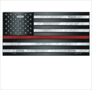 Firefighter Thin Red Line American Flag Novelty Metal License Plate Tag 6" x 12" - Bild 1 von 1