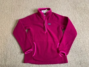 Patagonia Girls Jacket Large Dark Pink Lightweight Synchilla Marsupial Fleece - Picture 1 of 8