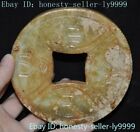 3.8" Old China Old Jade Hand carved Inscription coin currency money statue