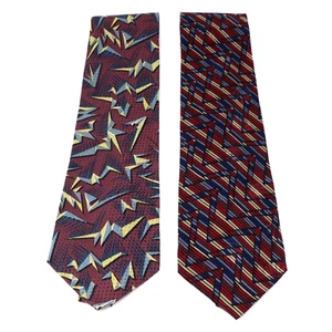 Lotto 2 cravatte uomo Jhane Barnes 100% seta vintage made in Japan astratte - Foto 1 di 14