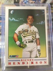 Rickey Henderson - 1991 MLB Fleer - Pro Vision #2 of 4 - Oakland Athletics